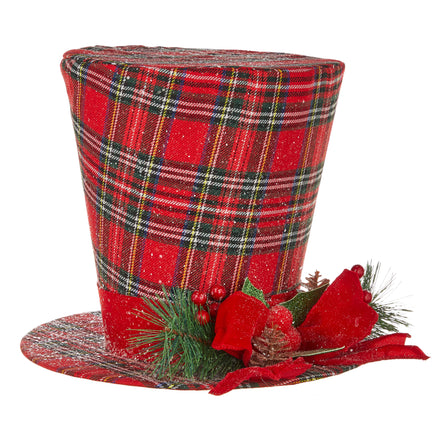 11.25 Red Plaid Top Hat With Bow