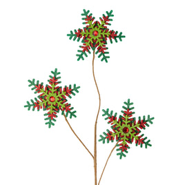 28" Red & Green Snowflake Spray