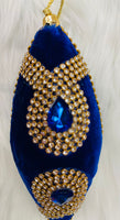 
              Jeweled Blue Velvet with Gold Stones and Gems Ornament
            