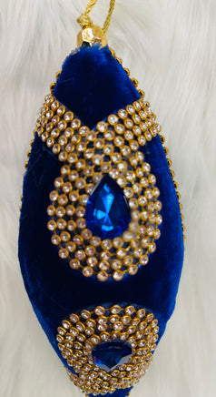 Jeweled Blue Velvet with Gold Stones and Gems Ornament