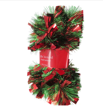 9' Ft.- Red & Green Boa Christmas Tinsel