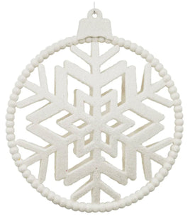 Winter Frost White Round Glittered Snowflake Ornament