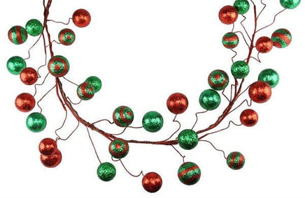 5'L Christmas Glitter Ball Garland Red and Green