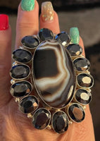 
              Agate Stone Statement Ring-German Silver
            