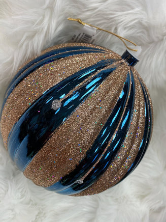 200MM Shiny Dark Blue/Sand Gold/Silver Stripe Ball