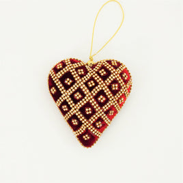 5IN Heart Crystal- Red and Gold