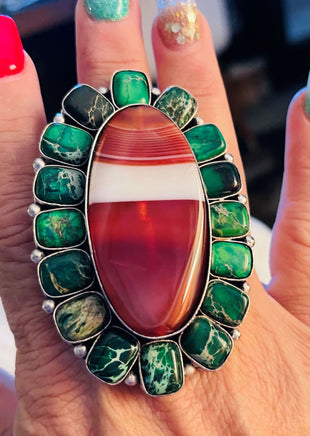 Gorgeous Agate Ring - German Silver