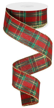 Metallic Plaid Green/Red Ribbon-1.5"X10yd