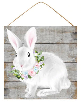 Floral Bunny Wreath Sign