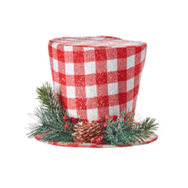 10.5" Red & White Buffalo Plaid Top Hat