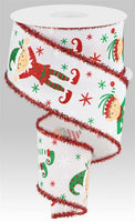 
              White Elf Ribbon w/ Red Tinsel Border-2.5"X10yd
            