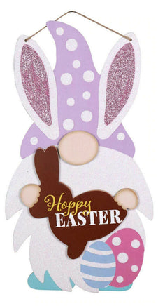 Easter Gnome with Bunny Ears Sign