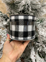 
              Brushed Buffalo Plaid/Black/White Ribbon-4"X13.3yd
            