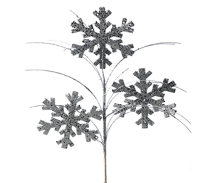 27" Glitter Snowflake Spray-Silver