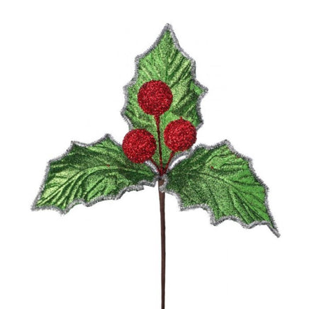 14" Glitter Retro Holly Berry Pick