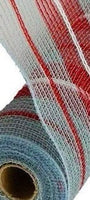 
              Gray, Red With White Thread Wide Stripe Mesh - 10.5" x 10 yards
            