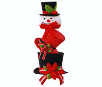 
              18" Felt Stack Hat Snowman w/Poinsettia
            