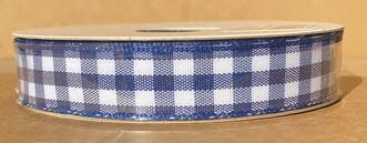 Navy and White Check Ribbon- 5/8"X10Y