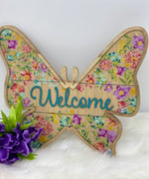 
              WELCOME Wood Butterfly Decor
            