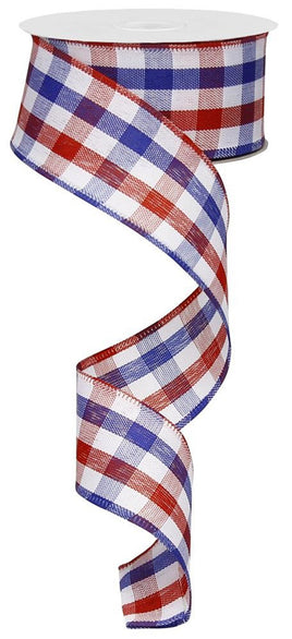 Red/White/Blue Check Ribbon- 1.5"X10yd