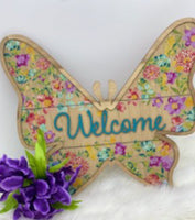 
              WELCOME Wood Butterfly Decor
            