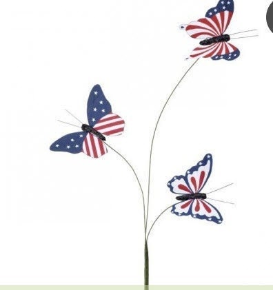 Paper Patriotic Butterfly Spray- 15.25"