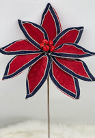 
              24" Felt w/Trim Edge Poinsettia Stem- Red/Blue
            