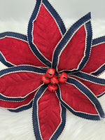 
              24" Felt w/Trim Edge Poinsettia Stem- Red/Blue
            