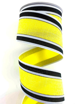 Yellow/Black Stripe Ribbon-2.5"X5yd