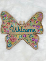 
              WELCOME Wood Butterfly Decor
            