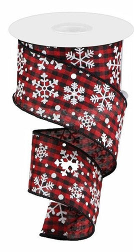 Falling Snow W/Check Ribbon-2.5"X10yd