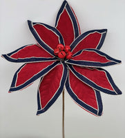 
              24" Felt w/Trim Edge Poinsettia Stem- Red/Blue
            