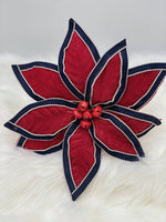 
              24" Felt w/Trim Edge Poinsettia Stem- Red/Blue
            