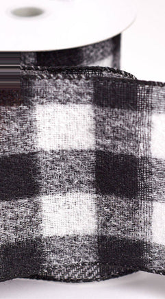 Brushed Buffalo Plaid/Black/White Ribbon-4"X13.3yd