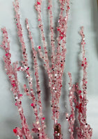 
              37" Sequin Glitter Ice Twig Spray- Pink
            