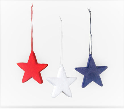 3.25" Small Flocked Stars- Set of 3