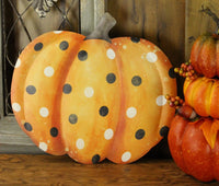 
              Metal/Embossed Polka Dot Pumpkin Sign
            