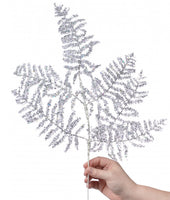 
              21" Silver Glitter Tinsel Fern Floral Spray
            