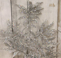 
              21" Silver Glitter Tinsel Fern Floral Spray
            