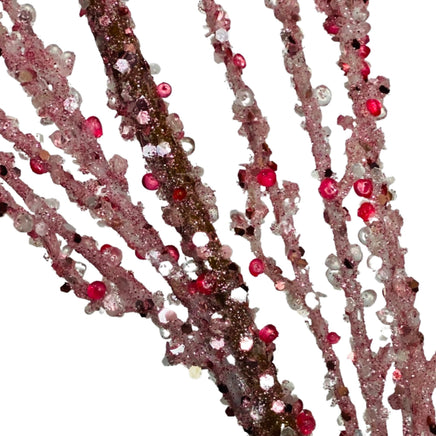 37" Sequin Glitter Ice Twig Spray- Pink