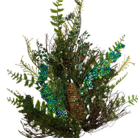 
              29 INCH MIXED GREEN FOLIAGE WITH GLITTER, BERRIES, FERN, AND PINE CONE SPRAY
            