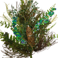 
              29 INCH MIXED GREEN FOLIAGE WITH GLITTER, BERRIES, FERN, AND PINE CONE SPRAY
            