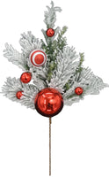 
              24" Snowy Pine Red Ornament Spray
            