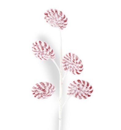 22" Glittered Red & White Flocked Lollipop Spray