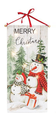 Winter Scene Snowman Sign with Lights