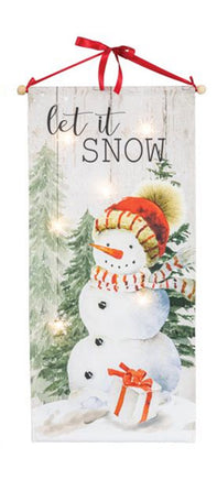 Winter Scene Snowman Sign with Lights