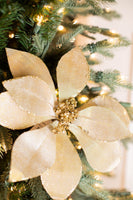 
              24" Metallic Mirror Fabric Poinsettia Stem- Gold
            