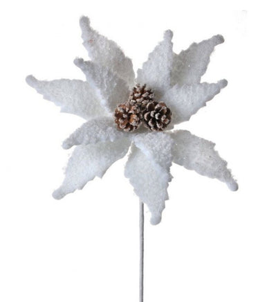 24" Fluffy Snow Poinsettia Stem