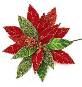 12" Glitter Poinsettia