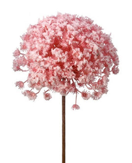 28" Flocked Pink Cluster Ball Stem w/Glitter